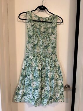 GAP Green & White Floral Sleeveless Dress